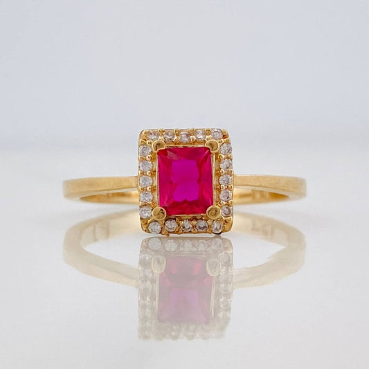 Anillo Halo Cuadrado 2.8g / T7 1/2 Oro Amarillo 18K