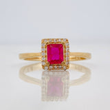 Anillo Halo Cuadrado 2.8g / T7 1/2 Oro Amarillo 18K