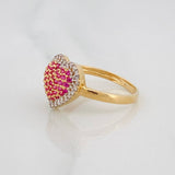 Anillo Corazón Tupido 2.65g / T6 1/2 Dos Oros Amarillo Blanco 18K