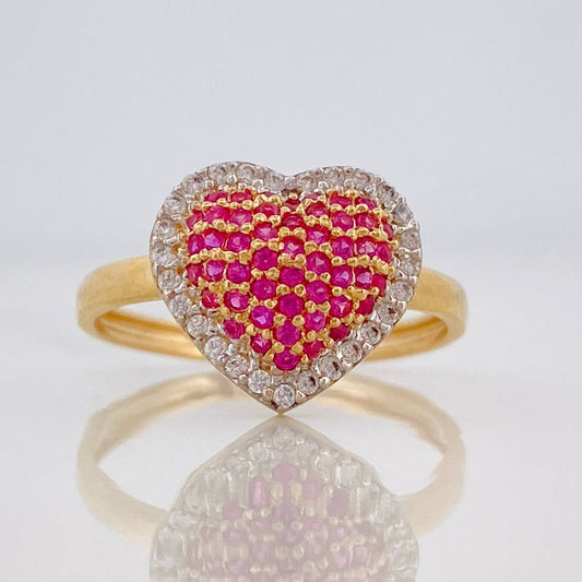 Anillo Corazón Tupido 2.65g / T6 1/2 Dos Oros Amarillo Blanco 18K