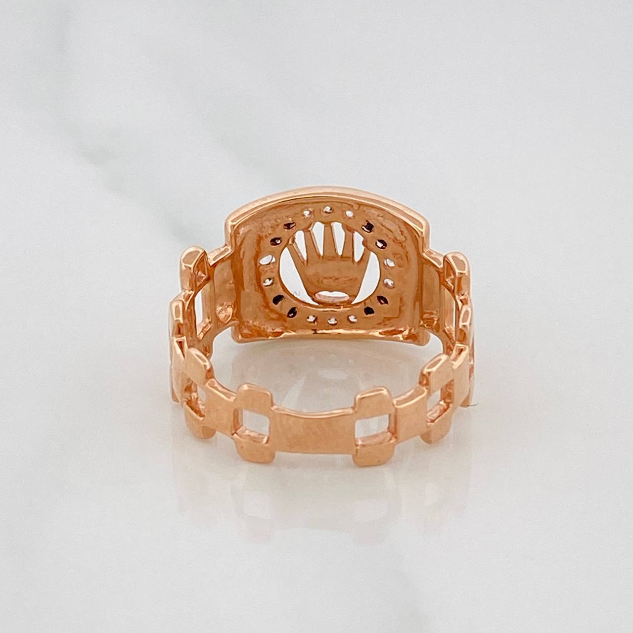Anillo Correa Corona 3.55g / T7 Dos Oros Blanco Rosa 18K