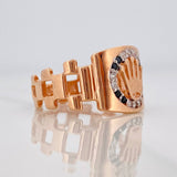 Anillo Correa Corona 3.55g / T7 Dos Oros Blanco Rosa 18K