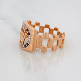 Anillo Correa Corona 3.55g / T7 Dos Oros Blanco Rosa 18K