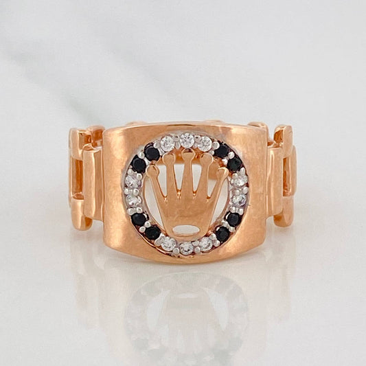 Anillo Correa Corona 3.55g / T7 Dos Oros Blanco Rosa 18K