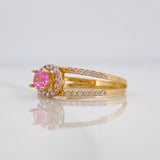 Anillo Halo Circulo 2.3g / T7 3/4 Dos Oros Amarillo Blanco 18K