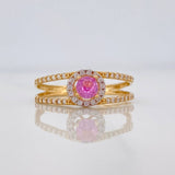 Anillo Halo Circulo 2.3g / T7 3/4 Dos Oros Amarillo Blanco 18K