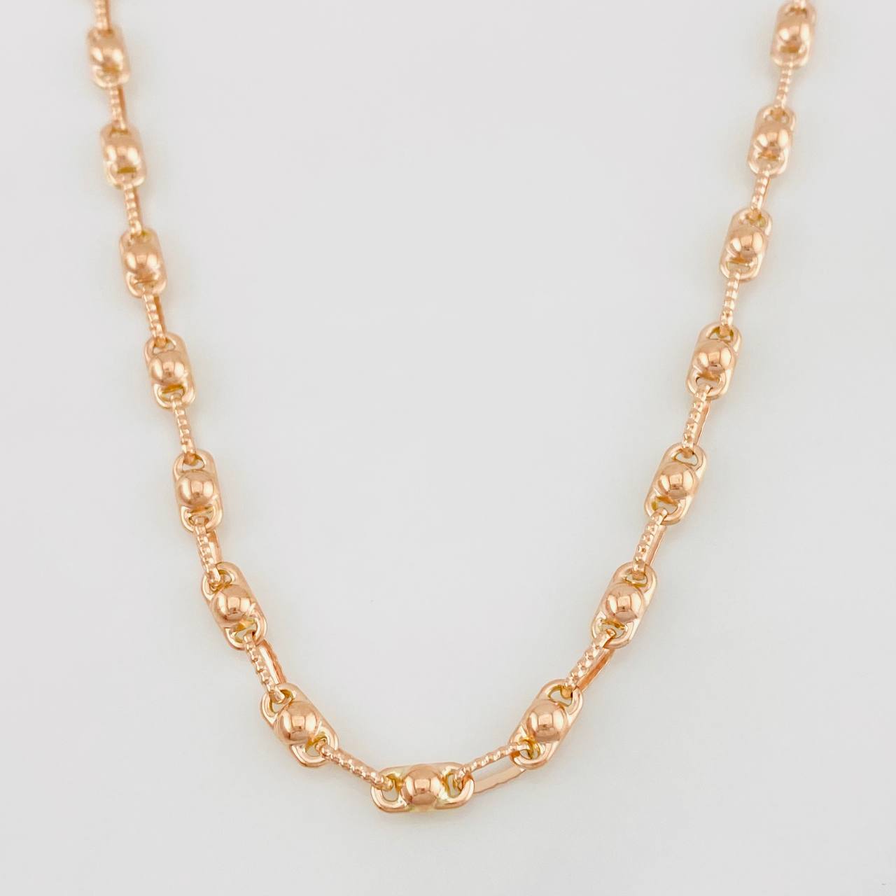 Cadena Rustica Burbuja 11.1g / 60cm / 3.4mm Oro Rosa 18K