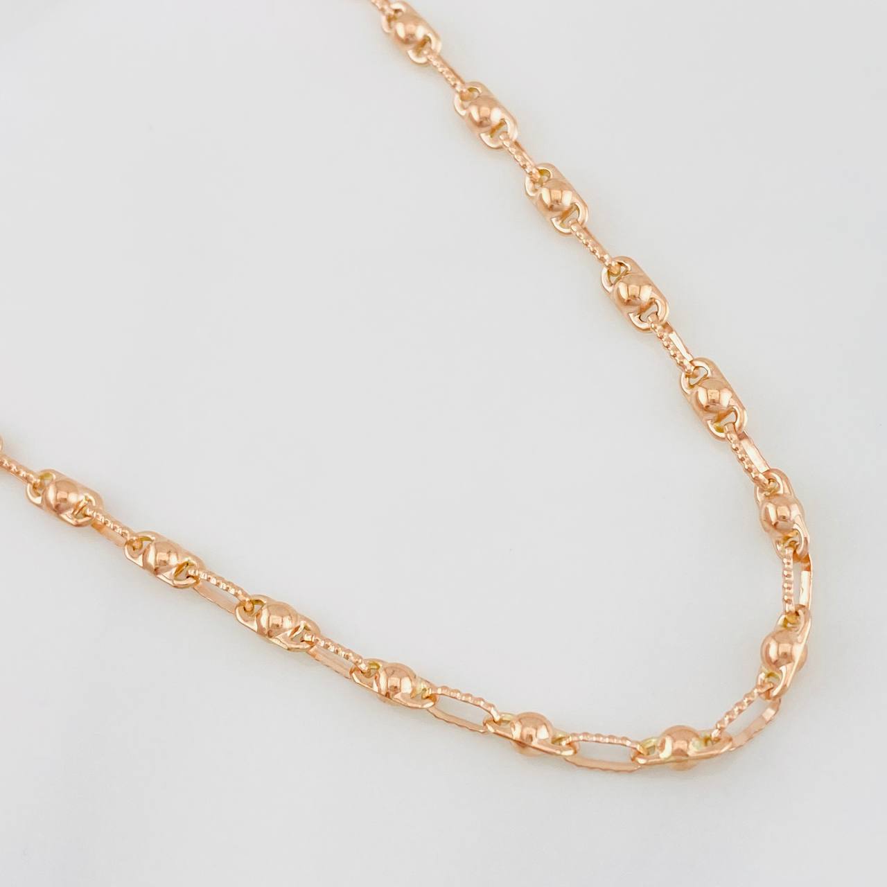 Cadena Rustica Burbuja 11.1g / 60cm / 3.4mm Oro Rosa 18K