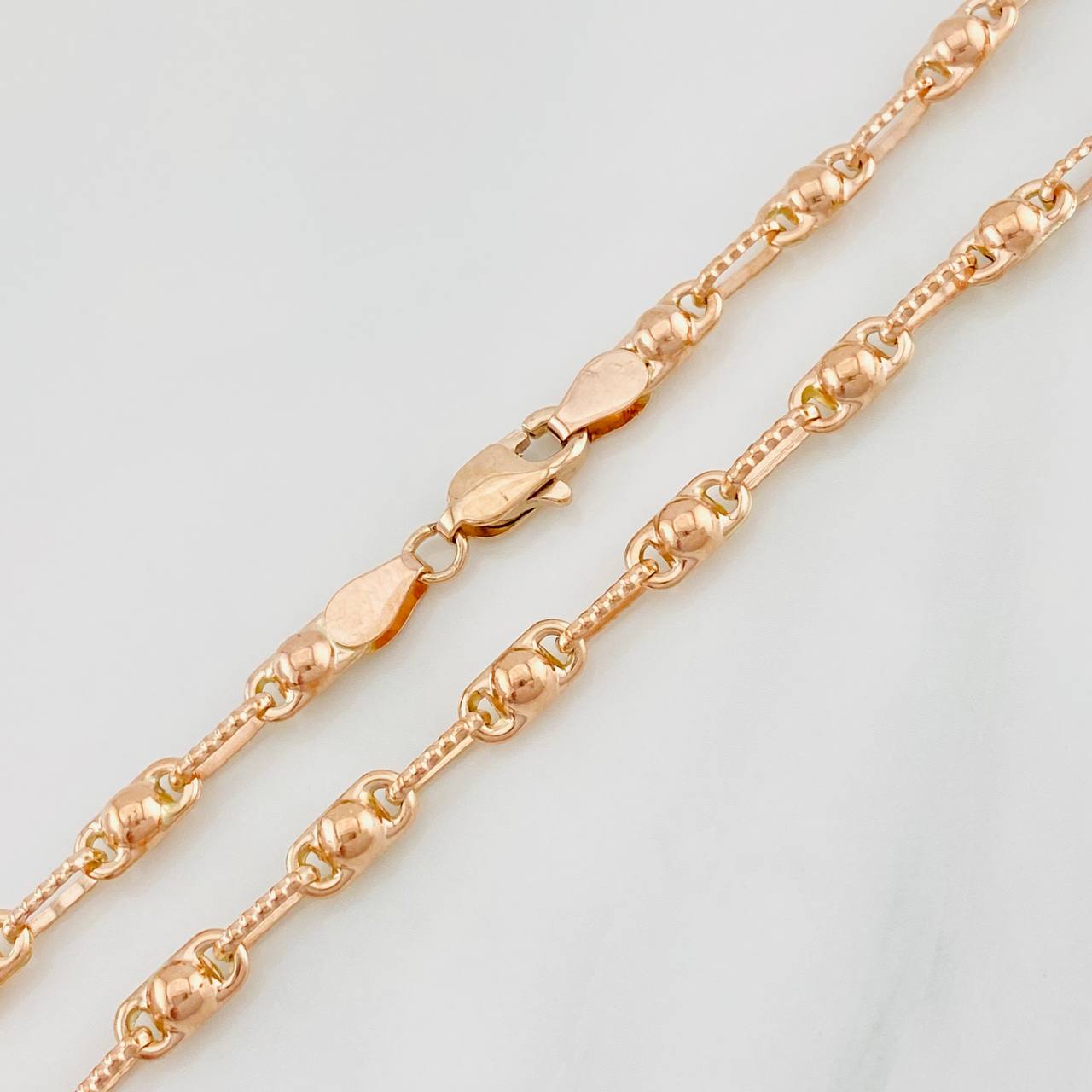 Cadena Rustica Burbuja 11.1g / 60cm / 3.4mm Oro Rosa 18K