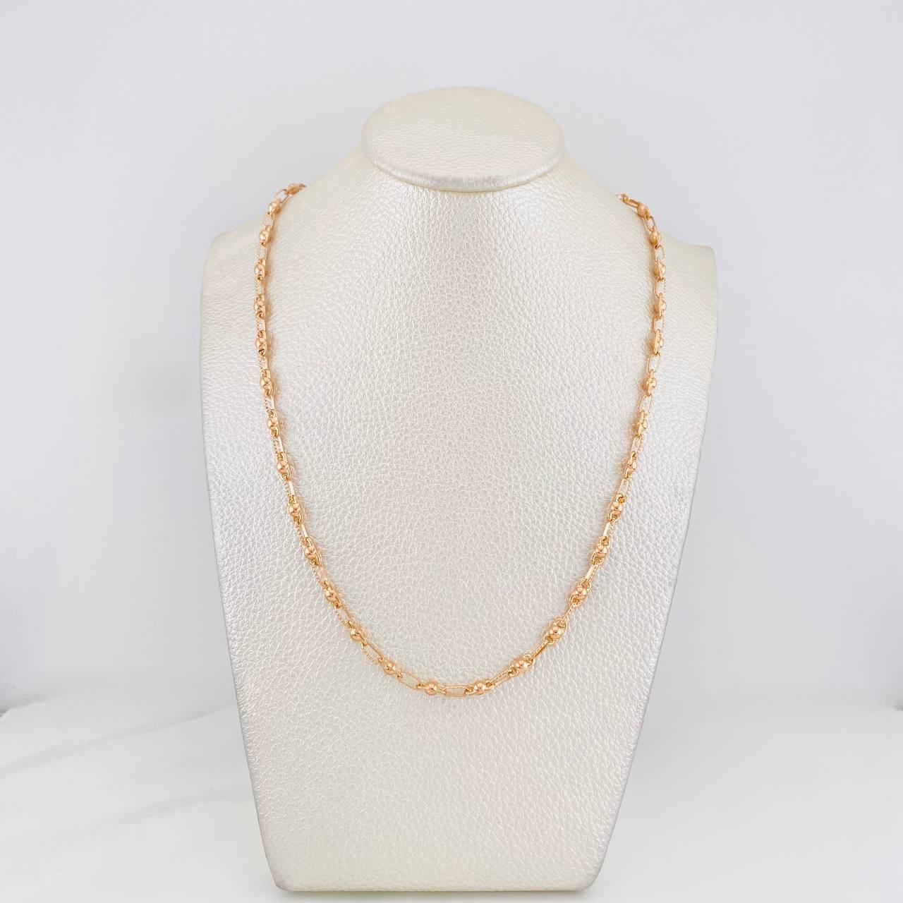 Cadena Rustica Burbuja 11.1g / 60cm / 3.4mm Oro Rosa 18K