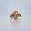 Anillo Virgen Guadalupe 5.85gr / T7 1/2 / Circones Blancos Azules Dos Oros Amarillo Rosa 18K &