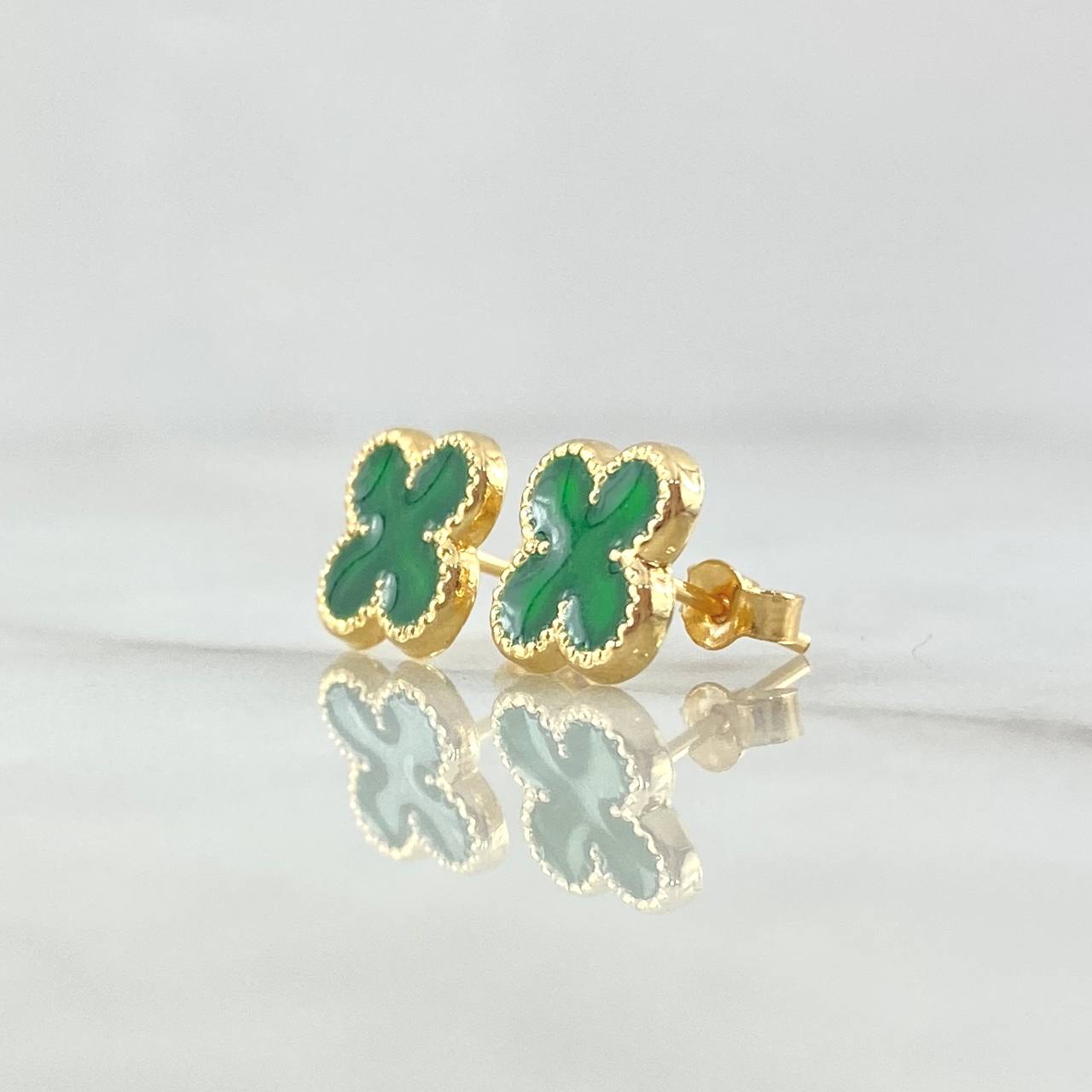 Topos Trébol VCyA 1.25gr / 9mm Resina Verde Oro Amarillo Nac.Esp. 18K
