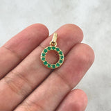 Dije Circulo 26pts Esmeraldas 1.75gr / 2cm / Oro Amarillo 18K *