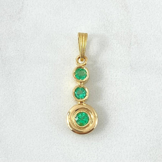 Dije Burbuja Secuencial 2.2gr / 2.8cm / 18 pts Esmeraldas Oro Amarillo 18K (Joya)