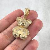 Dije Oso 7.8gr / 4.2cm / Ojos Negros Circones Blancos Oro Amarillo 18K
