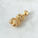 Dije Oso 7.55gr / 3.4cm / Circones Blancos Y Negros Oro Amarillo 18K *