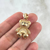 Dije Oso 7.55gr / 3.4cm / Circones Blancos Y Negros Oro Amarillo 18K *