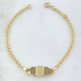 Pulso Bebé Aro Seguido 1.55gr / 15cm / 2.4mm Placa Nube Lisa Oro Amarillo 18K *