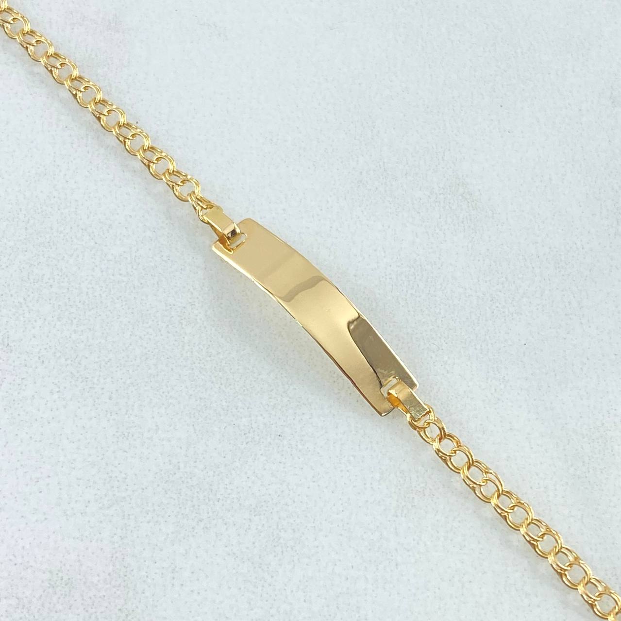 Pulso Aro Seguido 1.4gr / 15cm / 2.4mm Placa Rectangular Lisa Oro Amarillo 18K ©