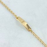 Pulso Bebé Aro Seguido Placa Rectangular Curva 1.35gr / 14cm-15cm / Oro Amarillo 18K