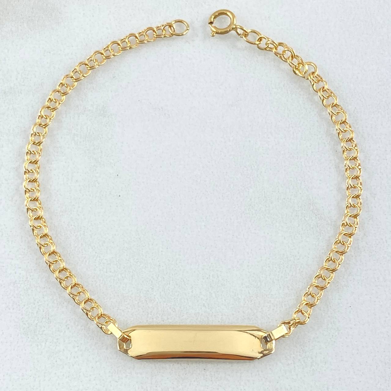 Pulso Bebé Aro Seguido 1.4gr / 15.5cm / 2.3mm Placa Rectangular Lisa Oro Amarillo 18K *