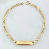 Pulso Bebé Aro Seguido Placa Rectangular Octagonal 1.45gr / 14cm-16cm / Oro Amarillo 18K