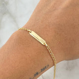 Pulso Bebé Aro Seguido Placa Rectangular Octagonal 1.45gr / 14cm-16cm / Oro Amarillo 18K