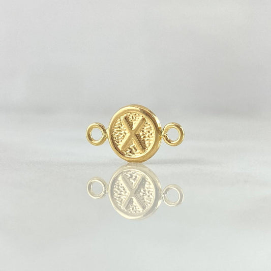 Herraje Letra X 0.4gr / 1.5cm / Circulo texturizado Oro Amarillo 18K