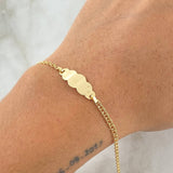 Pulso Aro Seguido 1.45gr / 15cm / 2.4mm Placa Nube Lisa Oro Amarillo 18K ©