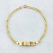 Pulso Bebé Aro Seguido Placa Rectangular Curva 1.35gr / 14cm-15cm / Oro Amarillo 18K