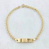 Pulso Aro Seguido 1.35gr / 15cm / 2.4mm Placa Rectangular Lisa Oro Amarillo 18K ©