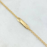 Pulso Bebé Aro Seguido Placa Rectangular Octagonal 1.5gr / 14cm-16cm / Oro Amarillo 18K