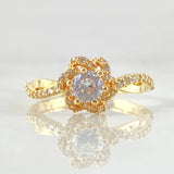 Anillo Solitario Lirio Infinito Parcial 2.85gr / T6 / Oro 18K ©