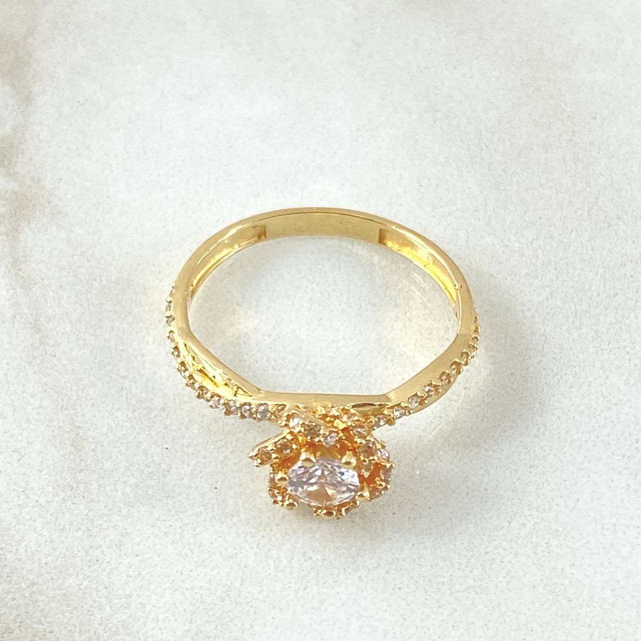 Anillo Solitario Lirio Infinito Parcial 2.95gr / T7 / Oro 18K ©