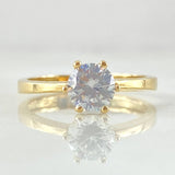 Anillo Solitario Liso Seis Garras 2.8gr / T6 1/2 / Oro 18K ©