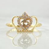 Anillo Corona Corazon 15´S 1.35gr / T7 / Oro Amarillo 18K