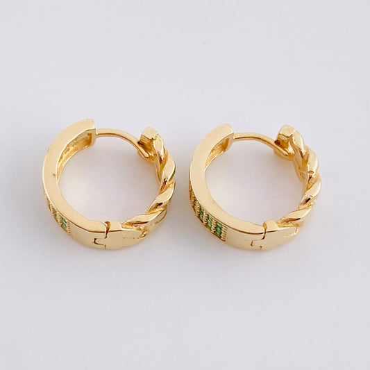 Candongas Cubana Carril 3.85g / 1.3cm Oro Amarillo 18K
