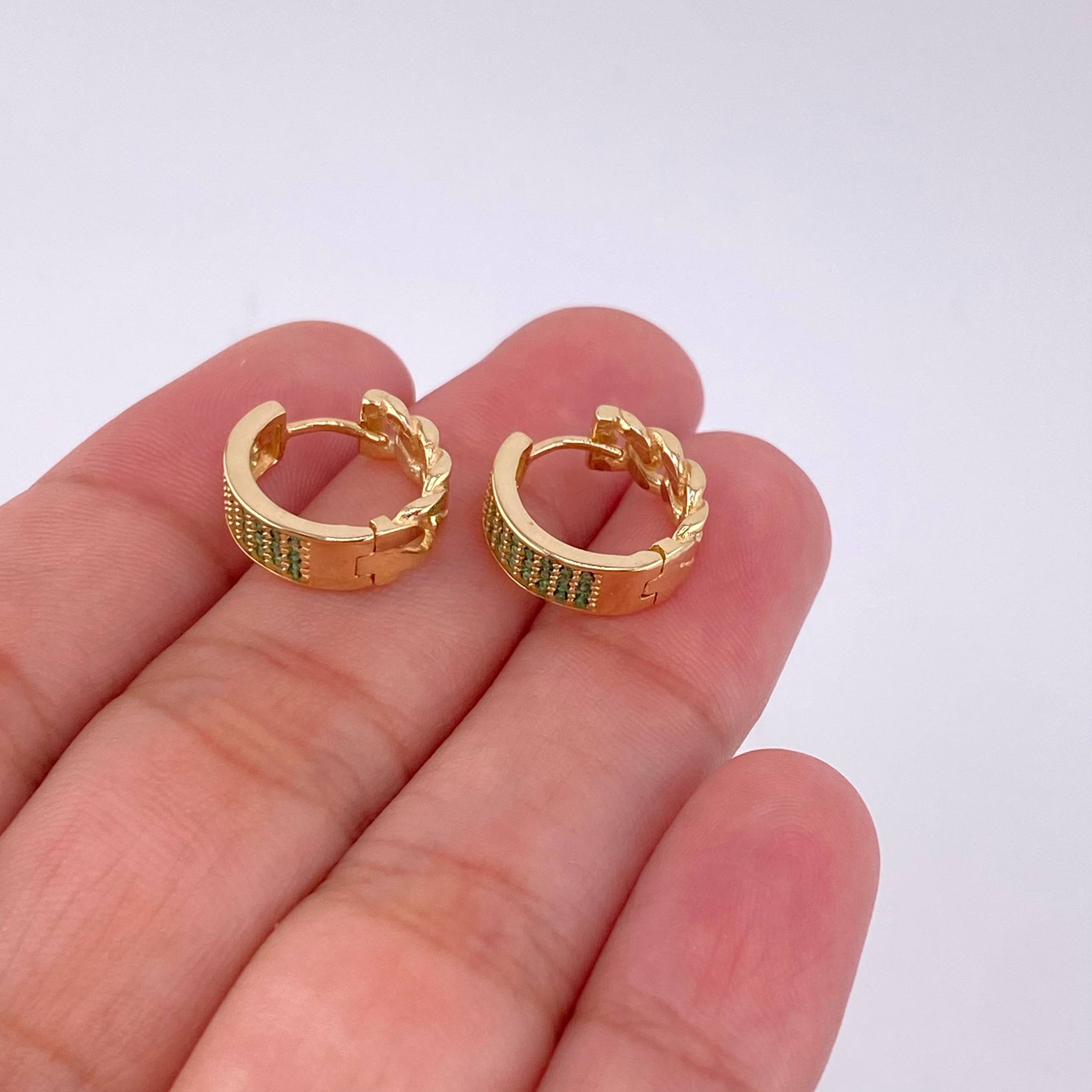 Candongas Cubana Carril 3.85g / 1.3cm Oro Amarillo 18K