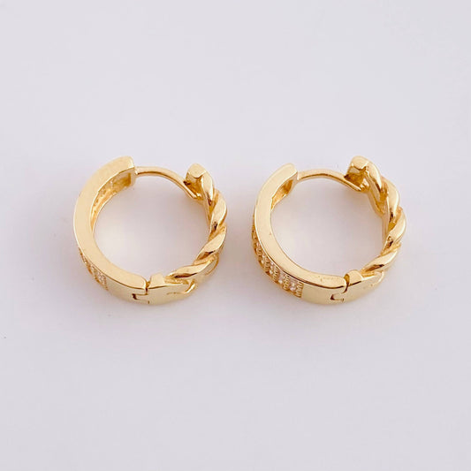 Candongas Cubana Carril 3.75g / 1.3cm Oro Amarillo 18K