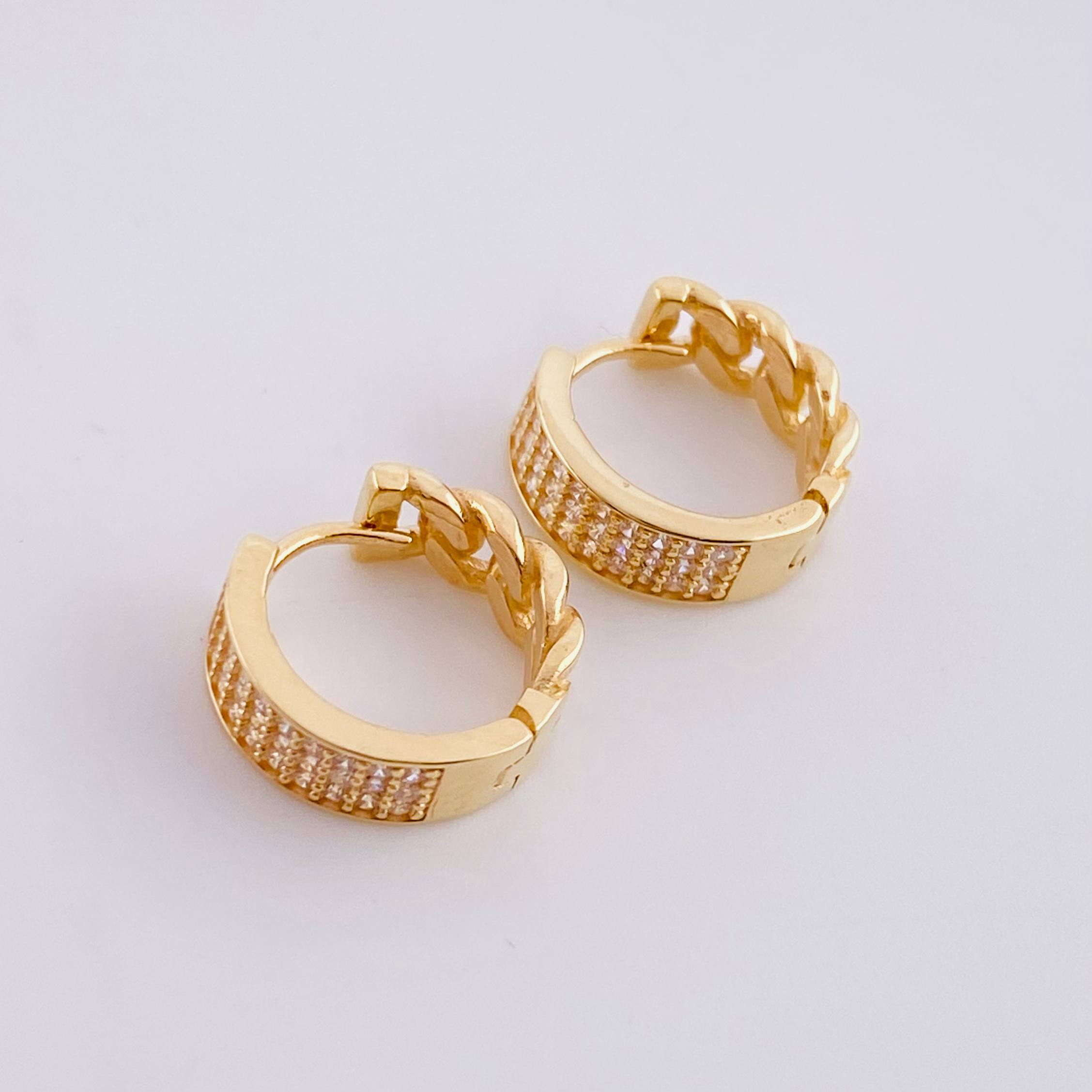 Candongas Cubana Carril 3.8g / 1.3cm Oro Amarillo 18K