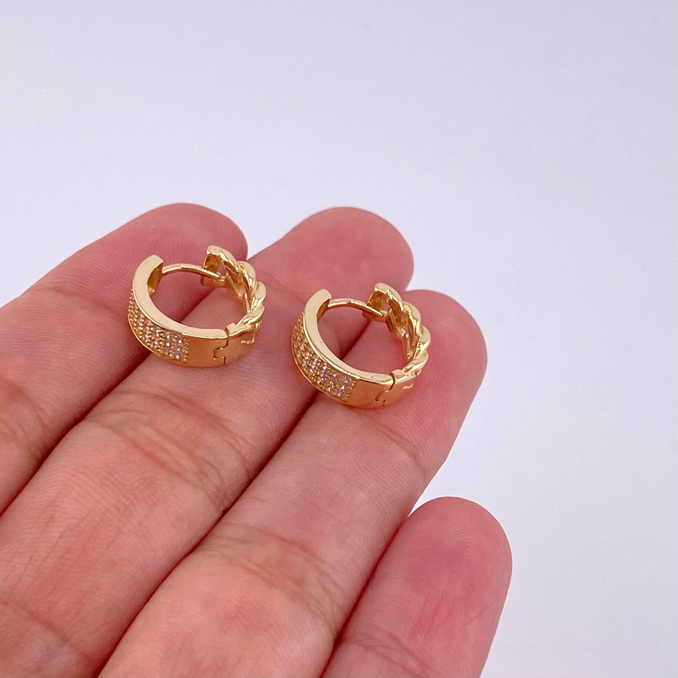 Candongas Cubana Carril 3.9g / 1.3cm Oro Amarillo 18K