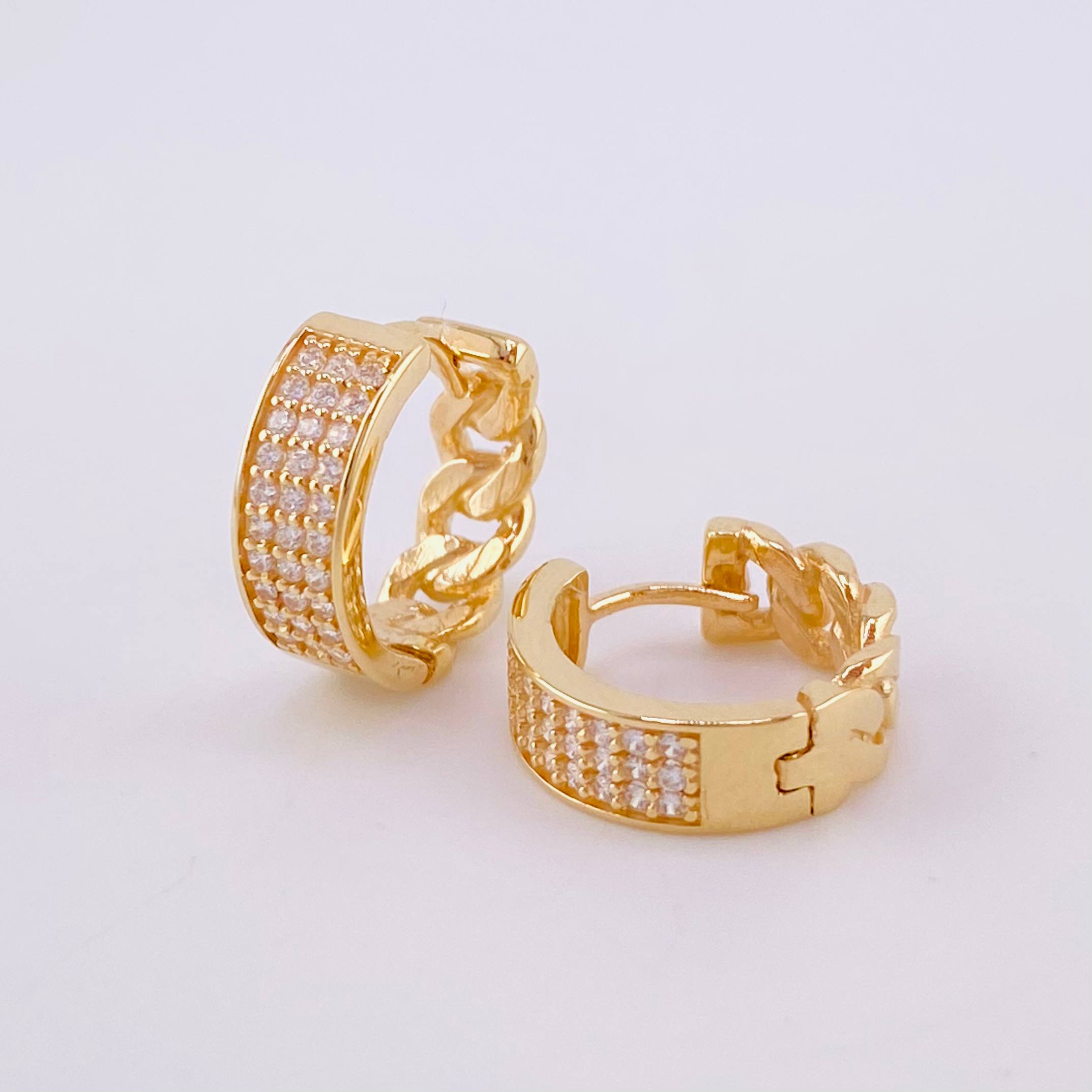 Candongas Cubana Carril 3.75g / 1.3cm Oro Amarillo 18K