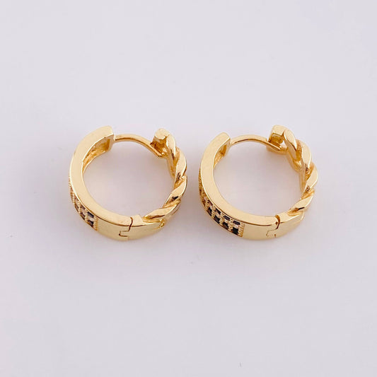 Candongas Cubana Carril 3.7g / 1.3cm Oro Amarillo 18K