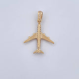 Dije Avion 2.75gr / 4cm / Circones Blancos Oro Amarillo 18K &
