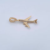 Dije Avion 2.75gr / 4cm / Circones Blancos Oro Amarillo 18K &