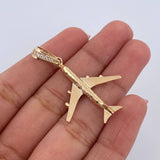 Dije Avion 2.75gr / 4cm / Circones Blancos Oro Amarillo 18K &