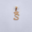Dije Letra S Corona 1.6gr / 2.6cm / Circones Blancos Oro Amarillo 18K &