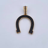 Dije Herradura 5.3gr / 4.3cm / Circones Negros Dos Oros Negro Amarillo 18K &