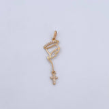 Dije Virgen Maria Silueta 0.75gr / 3.7cm / Circones Blancos Oro Amarillo 18K &