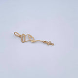 Dije Virgen Maria Silueta 0.75gr / 3.7cm / Circones Blancos Oro Amarillo 18K &